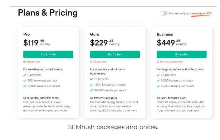 How to use Semrush for SEO - pricing