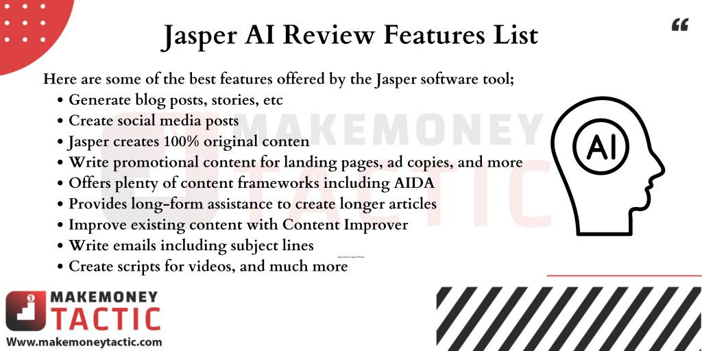 Jasper AI Features List