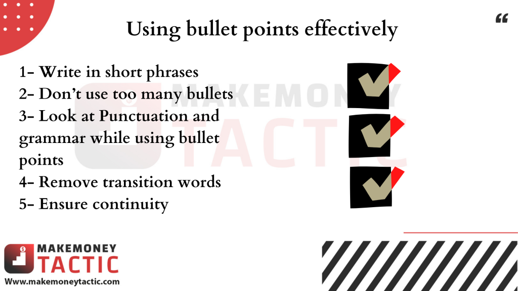 Using Bullet Points Effectively