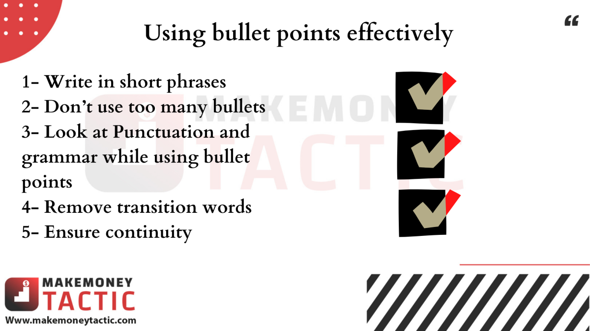 5 Vital Tips for Using Bullet Points Effectively - Make Money Tactic