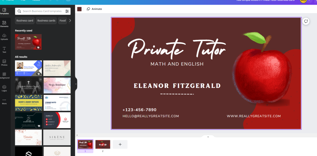  a free business card online template