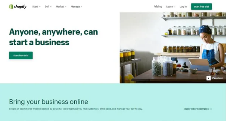 shopify to start business - Content Marketing Examples