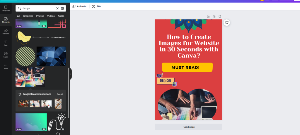 create images for website with canva