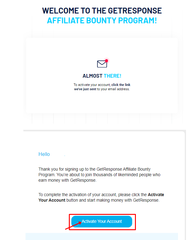 getresponse affiliate program - email activation