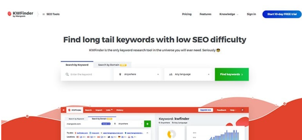 KWFinder - SEO tool for keyword research