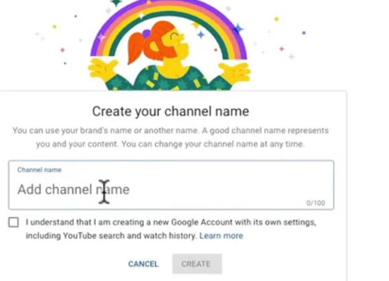 How to grow a YouTube channel fast : create channel name